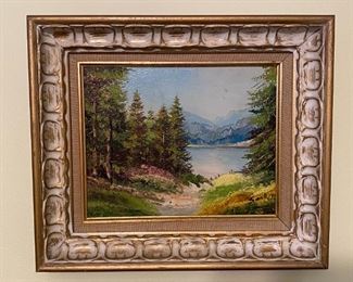 Original oil painting signed (Karl Ludwig) Gast. Framed 14" x 12". Living room