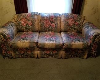 https://ctbids.com/#!/description/share/697654 Floral sofa, just needs a nice slipcover. 86" L x 38" d x 32", cushion height 17"

