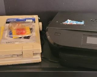 https://ctbids.com/#!/description/share/697661 This is a Brother typewriter that is 14" x 16" wide. The HP is a printer, scanner, copier in one! Its size is 17" x 15" wide. They both work!!

