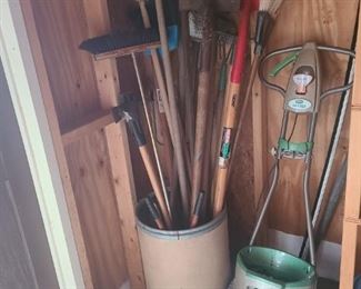 https://ctbids.com/#!/description/share/697680  Bin full of shovels, hedge clipper, a extra large crowbar, shop brooms and more.

