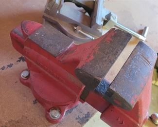 https://ctbids.com/#!/description/share/697750 Craftsman bench vice, will need your own tools to remove from the table. This pair of clamps is very useful in your shop!

