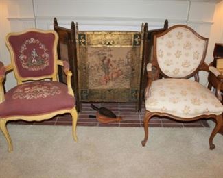 FIREPLACE SCREEN, 2 ACCENT CHAIRS