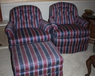 UPHOLSTERED CHAIRS & MATCHING OTTOMAN