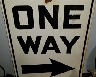Vintage Porcelain One Way Sign  