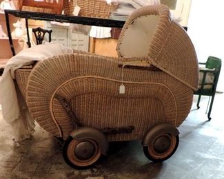 VINTAGE WICKER BABY STROLLER
