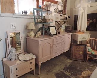 FRENCH PROVINCIAL STYLE DRESSER AND CHILDS CHEST
