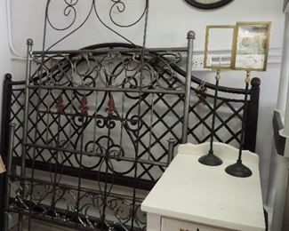METAL HEADBOARDS & SIDE TABLE