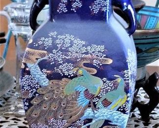 Dark blue Asian vase.