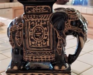 Black ceramic elephant.