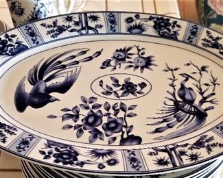 Blue and white dinnerware set