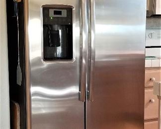 Stainless steel refrigerator and freezer.