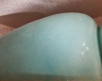 Large turquoise pottery.