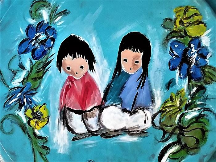 The beloved DeGrazia art on a plate.                           Ettore "Ted" DeGrazia (June 14, 1909 – September 17, 1982) was an American impressionist, painter, sculptor, composer, actor, director, designer, architect, jeweler, and lithographer. Described as "the world's most reproduced artist", DeGrazia is known for his colorful images of Native American children of the American Southwest and other Western scenes. DeGrazia also painted several series of exhibitions like the Papago Legends, Padre Kino, Cabeza de Vaca. 
