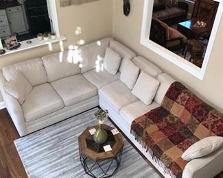 White upholstered Sectional Sofa 