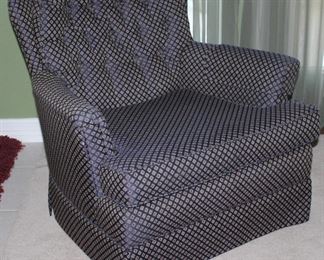 Navy Upholstered Tufted Back Easy Chair