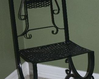 Black Wrought Iron Metal Side Chair (1 of 2 Shown) 