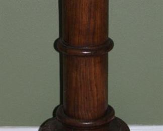 Antique Bulbous Column Pedestal Walnut Plant Stand     (32”H x 14.5”D)