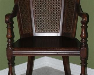 Vintage Walnut 3-Panel Cane Back Chair