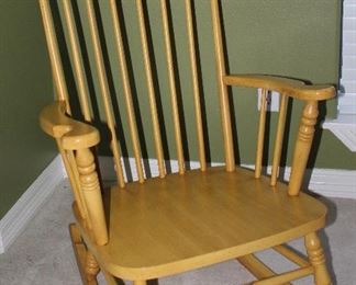Vintage Spindle Back Mustard Paint Windsor Style Rocker