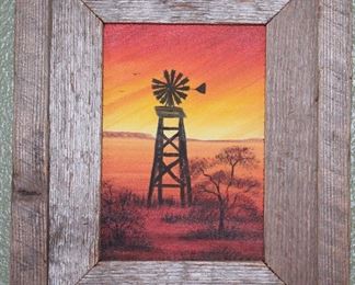 Original Oil on Canvas (5’x7’) Signed by Artist “Arigo” in a Barnwood Frame (9” x 11”)