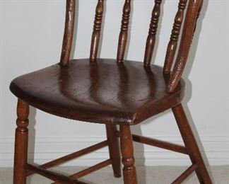 Antique Oak Spindle Back Windsor Side Chair