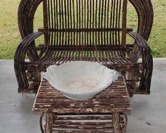 Willow Twig Rustic Love Seat and Willow Twig Table 