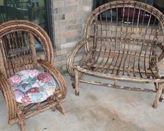 Bentwood Willow Twig Porch Chair and Settee