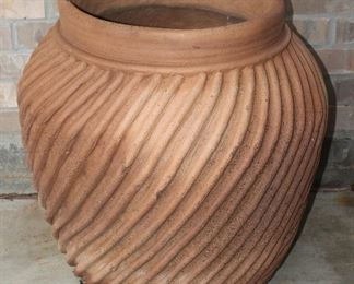 Large Ribbed Swirl Terra Cotta Pot 27”H