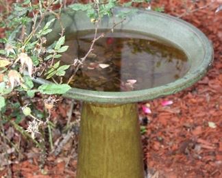 Green Porcelain Ceramic Small Birdbath