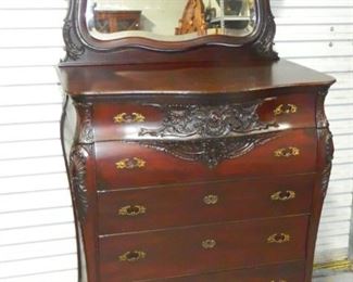 R J Horner Mahogany Carved Hiboy