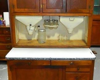 Oak Hoosier Porcelain Top Kitchen Cabinet