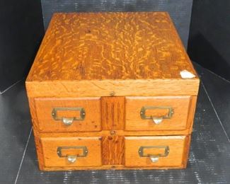 Oak Four Drawer File Box