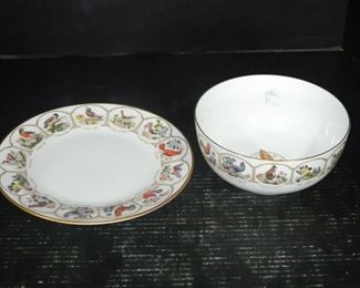Boehm Birds and Flowers of the 13 Original States Bowl and Under Plate