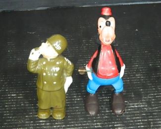 Marx Goofy with Spinning Chipmunk and Irwin Policeman Wind Up Toys