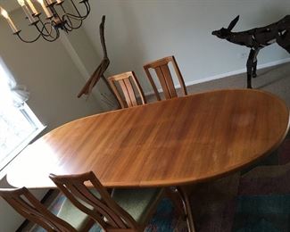 **Best Offer** SKOVBY MCM dining set $575
Table 40”w x 64 1/2” L shown with 2 hidden leaves measures 104”  and 4 chairs & buffet for $750