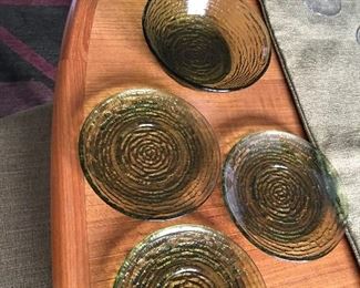 5 pc $30 MCM glass 3 plates 2 bowls 