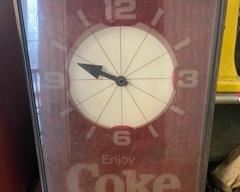 Coca Cola Wall Clock, Does Light Up, One Hand Is Missing