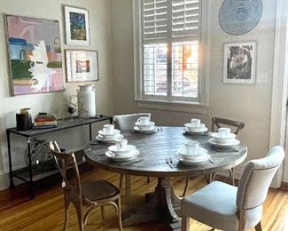 Restoration Hardware Table, Hudson Grace dishware, and art!!
