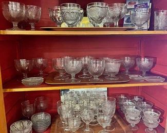 Unique collection of depression glass goblets - not a single one alike.