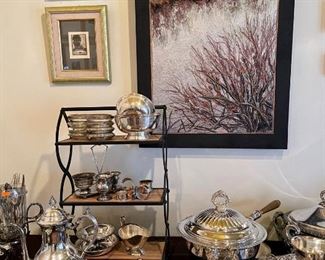 Sterling and silverplate, Marilyn Grisham fiber artist