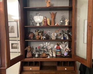 Antique Drop front Secretary with angel collection