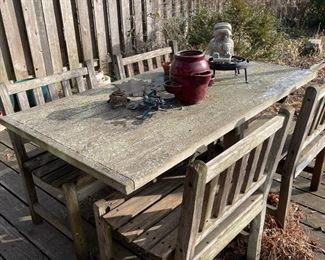 Wood patio table and chairs
