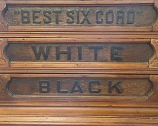 Antique J & P Coats Cotton spool cabinet see stubbsestates.com to bid