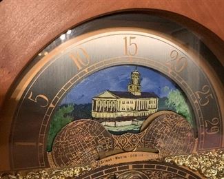 Kit-made Grandfather clock with hand painted dial featuring Tennessee State Capitol Building