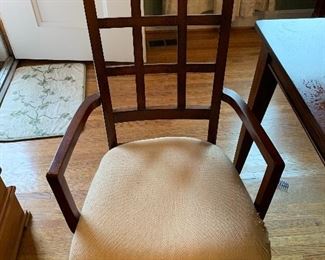 One of six dining chairs; captain and straight back. Need revovered