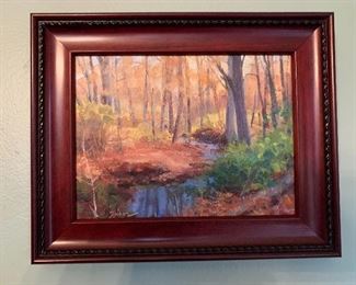 Small painting of Radnor Lake/Otter Creek by Calvin Shiver, Nashville artist, 6x8