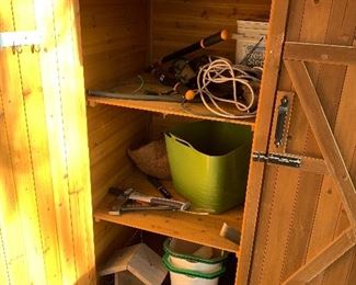 Lawn and Garden items; outdoor cedar cabinet