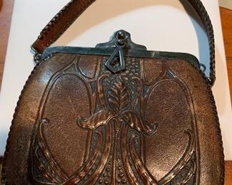 Antique tooled leather purse