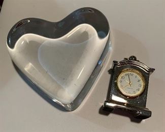clock and paperweight