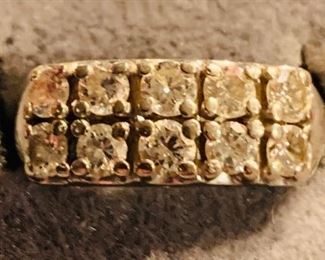 10 stone diamond ring, 14 K plated